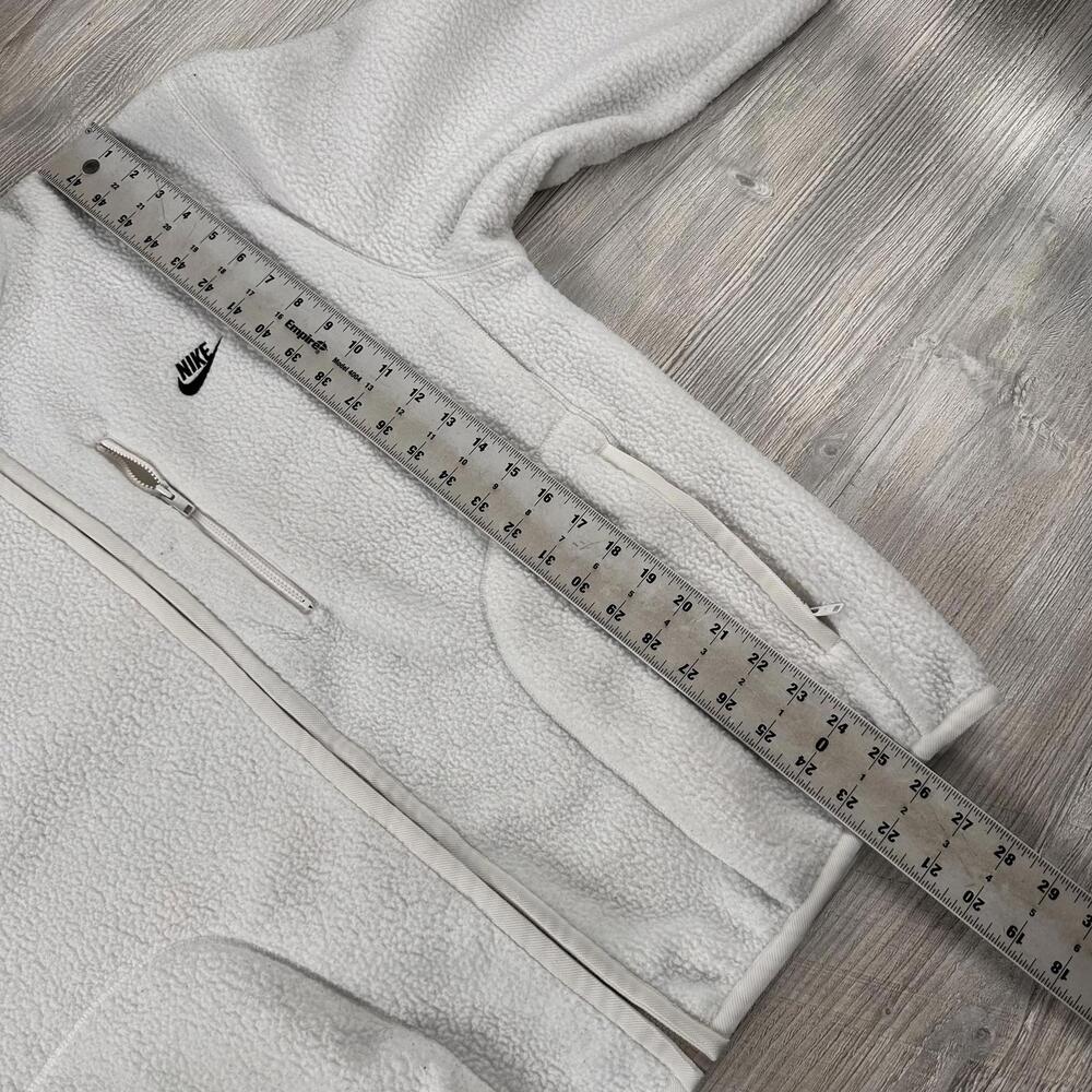 Nike Sportswear Club Fleece Jacket Mens Medium White Full Zip High Pile Preppy - Picture 5 of 7